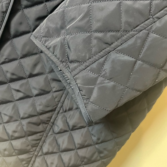 Talbots Navy Diamond Quilted Barn Chore Coat Jacket XL Snap Front hidden pockets - Picture 5 of 8
